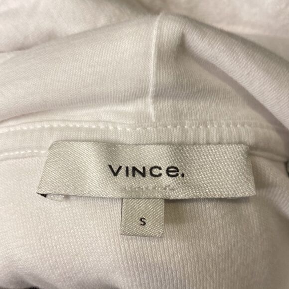 Vince Women’s Small white hoodie sweater cropped terry cloth drawstring pocket - Picture 5 of 6